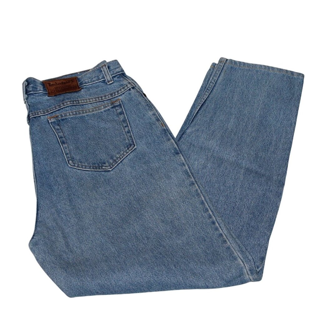 VTG Timberland Womens 14 Lt Washed Straight Leg Denim Jeans 80s Style Made USA - Picture 4 of 11